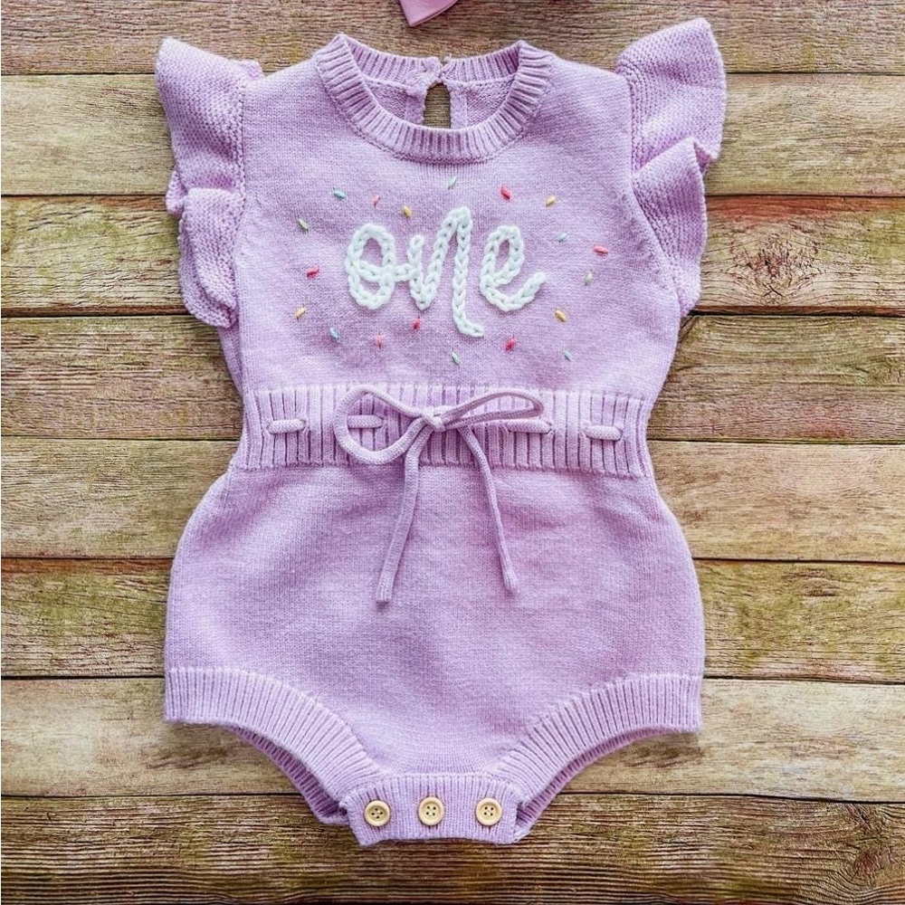 First Birthday Lavender Purple Baby Romper 6-12 months